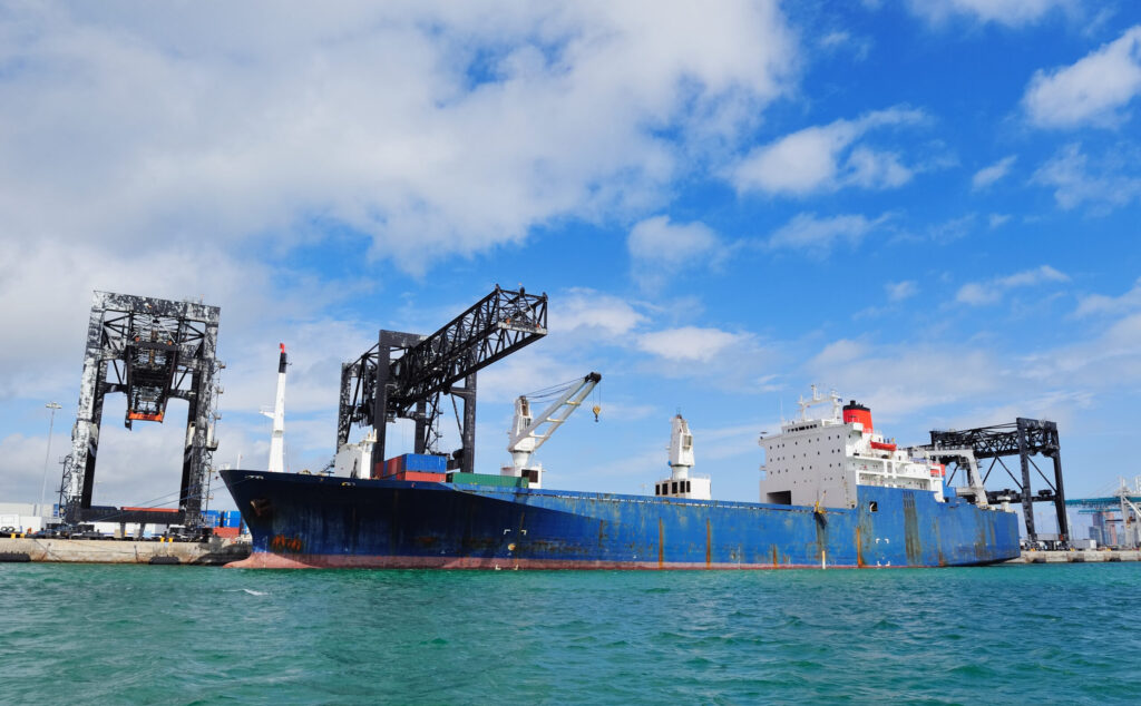 Cargo ship at Miami harbor